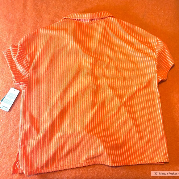 Orange terry short sleeve button up shirt NWT - Picture 9 of 9